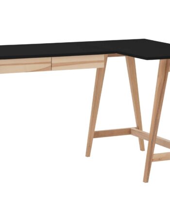 Luka Asketræ Hjørneskrivebord B135cm   D85cm Sort Højre Side
