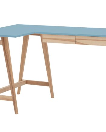 Luka Asketræ Hjørneskrivebord B135   D85cm Blå Venstre Side