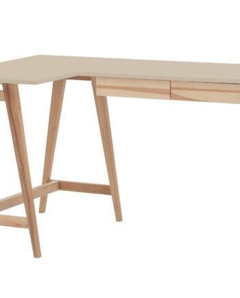 Luka Asketræ Hjørneskrivebord B135   D85cm Brun Beige Venstre Side