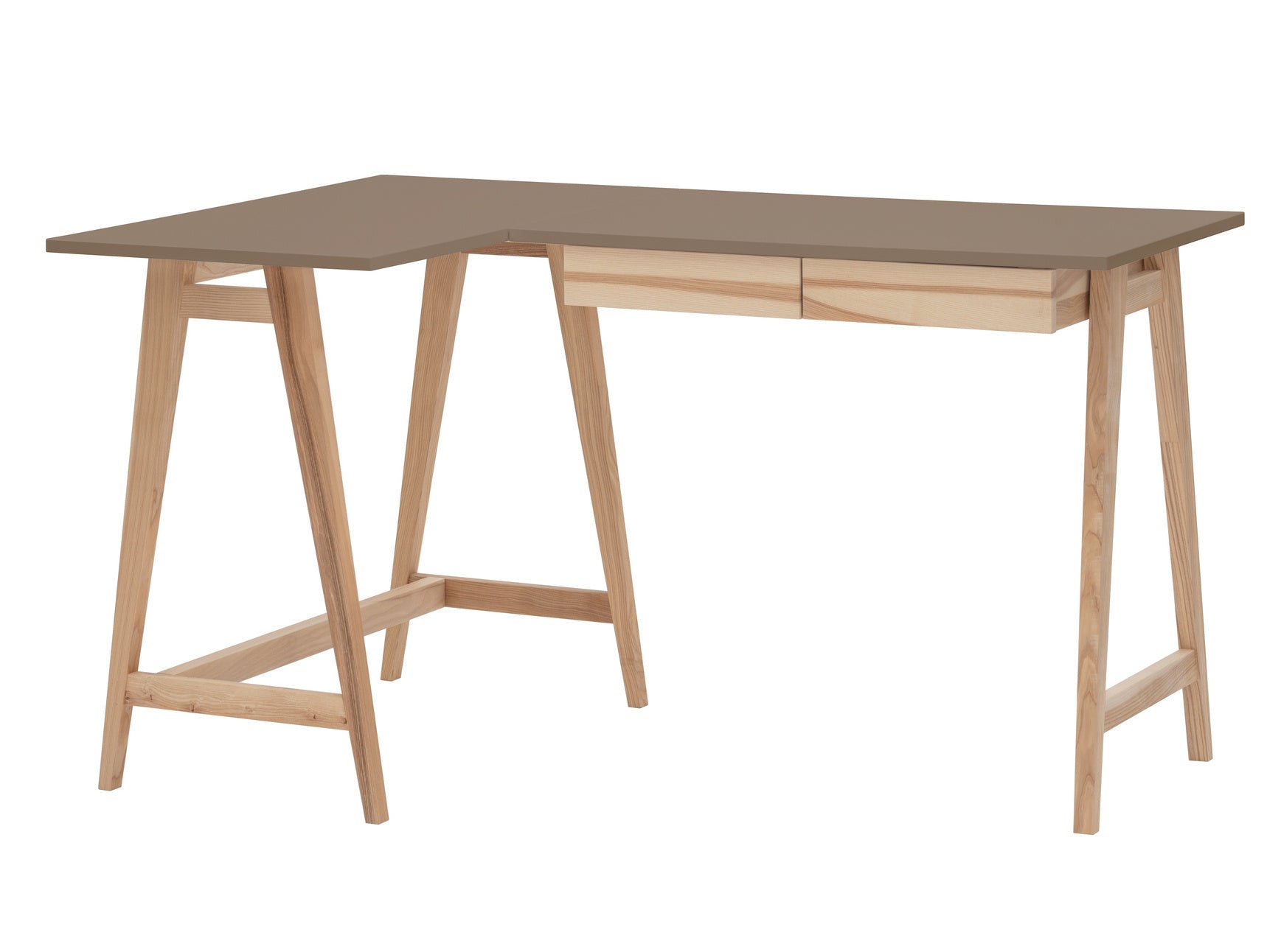 Luka Asketræ Hjørneskrivebord B135   D85cm Brun Venstre Side