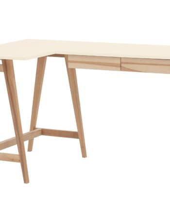 Luka Asketræ Hjørneskrivebord B135   D85cm Kridthvid Venstre Side