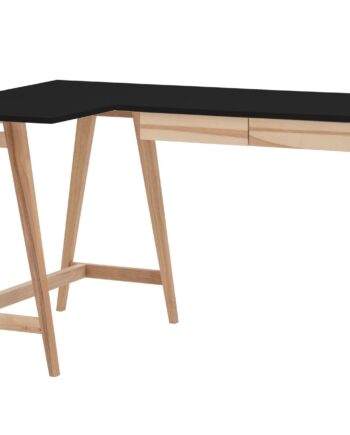 Luka Asketræ Hjørneskrivebord B135   D85cm Sort Venstre Side
