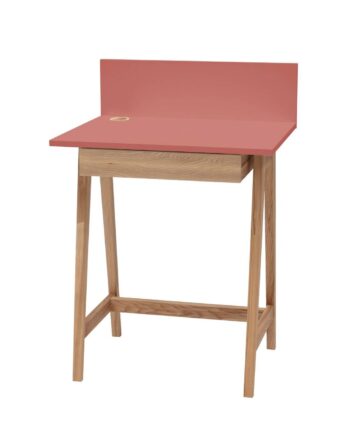 Luka Asketræ Skrivebord 65x50cm Med Skuffe   Antik Pink
