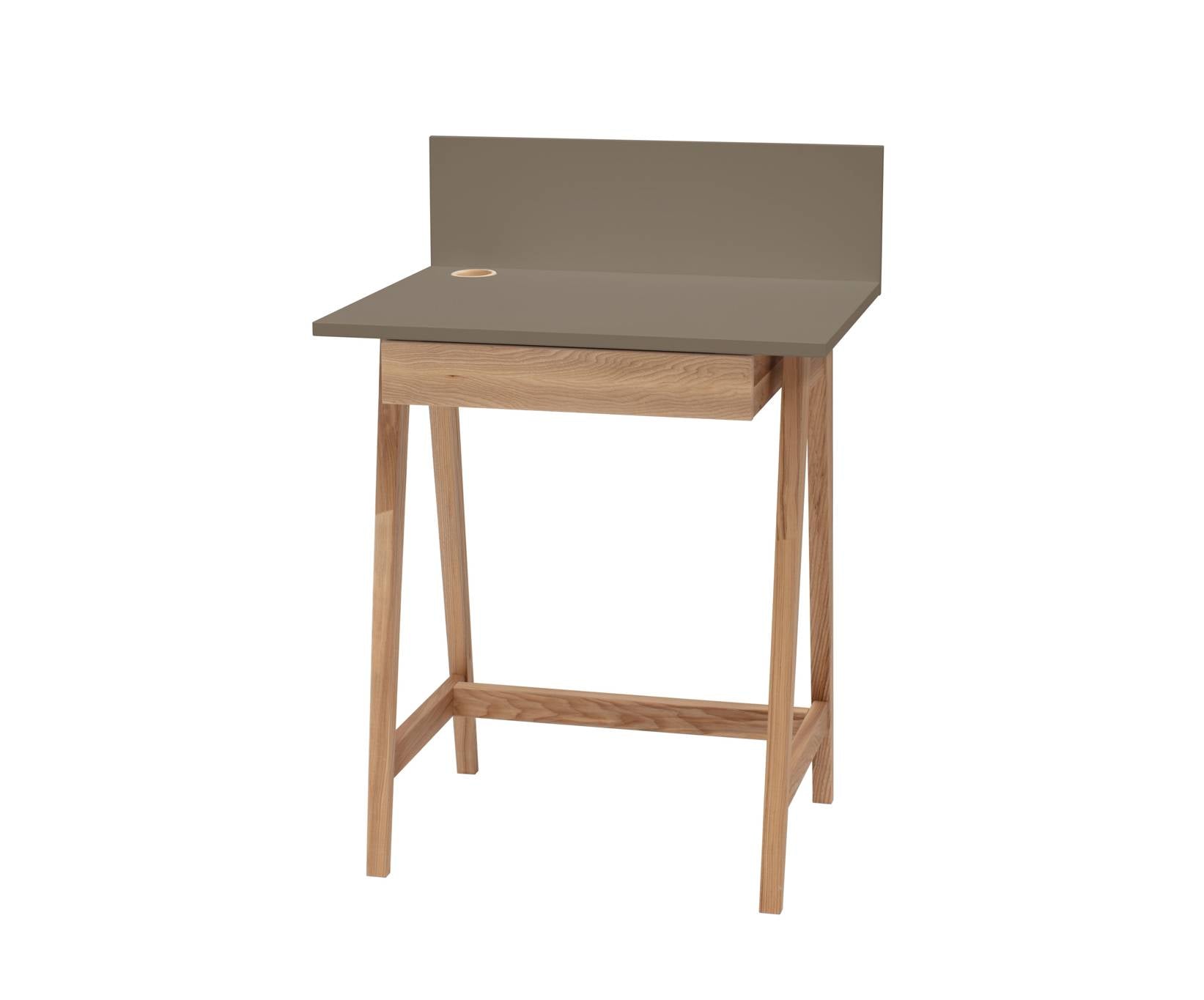 Luka Asketræ Skrivebord 65x50cm Med Skuffe   Brun