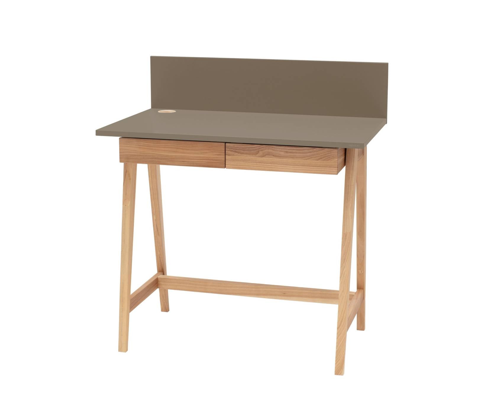 Luka Asketræ Skrivebord 85x50cm Med Skuffe Brun