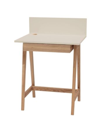 Luka Asketræ Skrivebord 65x50cm Med Skuffe   Brun Beige