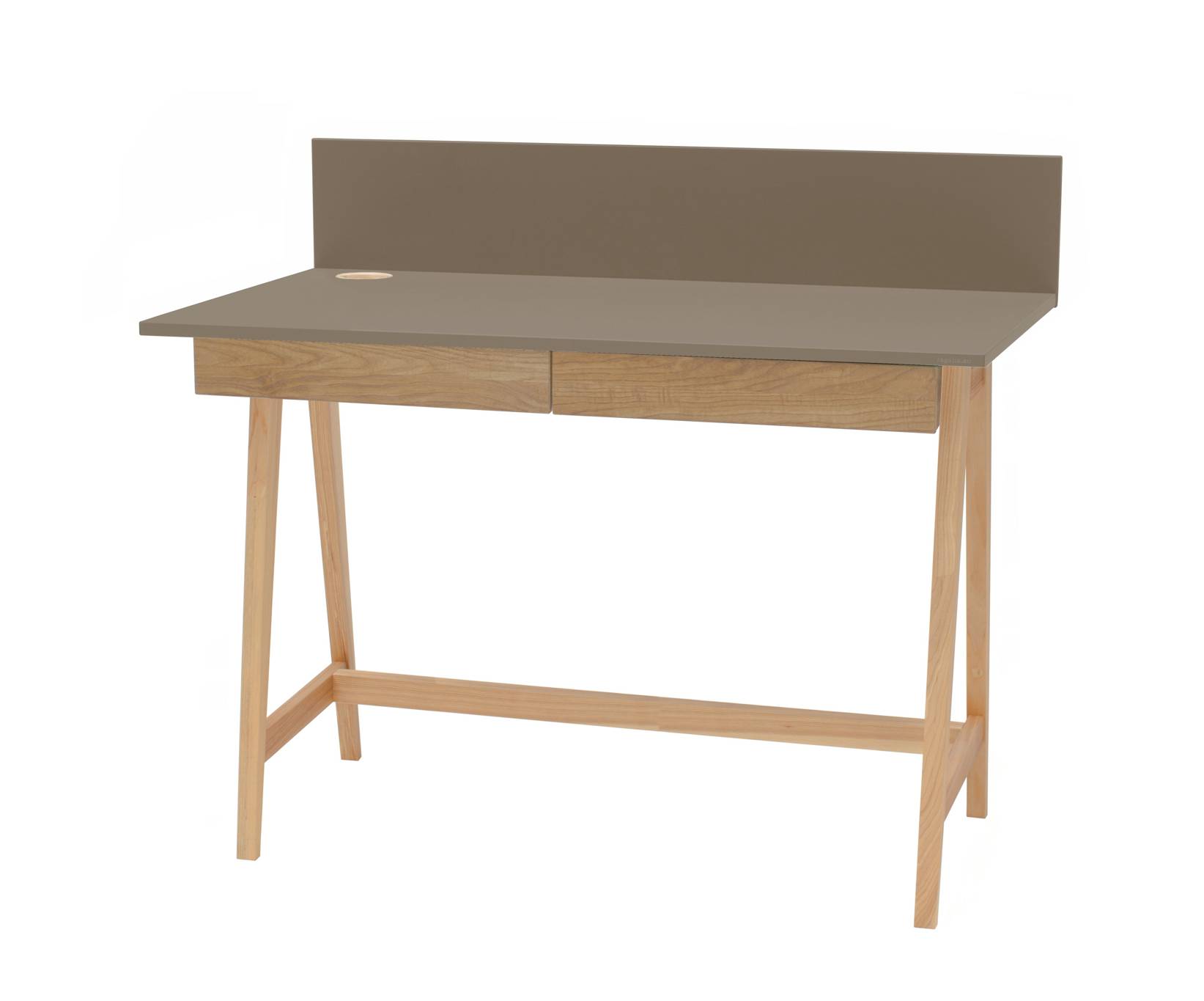 Luka Asketræ Skrivebord 110x50cm Med Skuffe Brun
