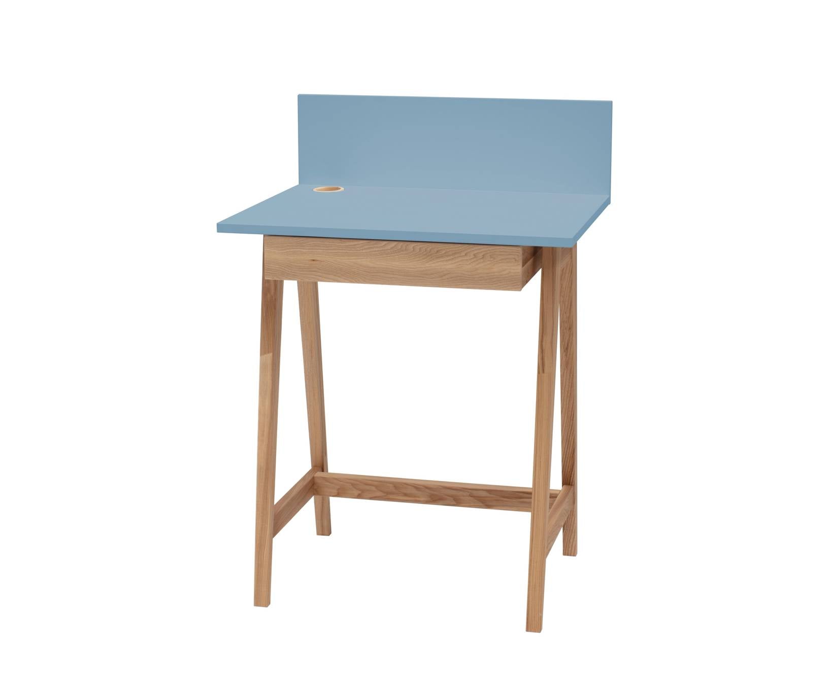 Luka Asketræ Skrivebord 65x50cm Med Skuffe   Gentle Blue