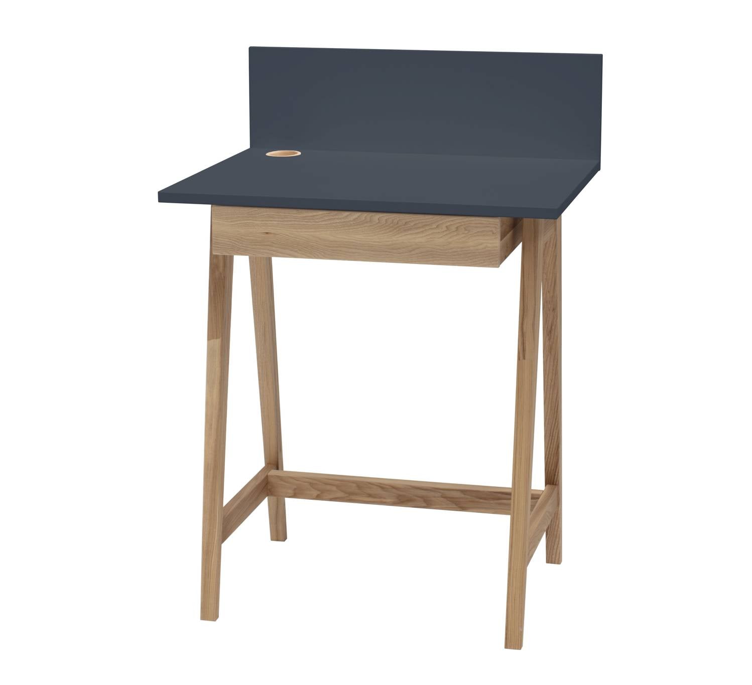 Luka Asketræ Skrivebord 65x50cm Med Skuffe   Grafit