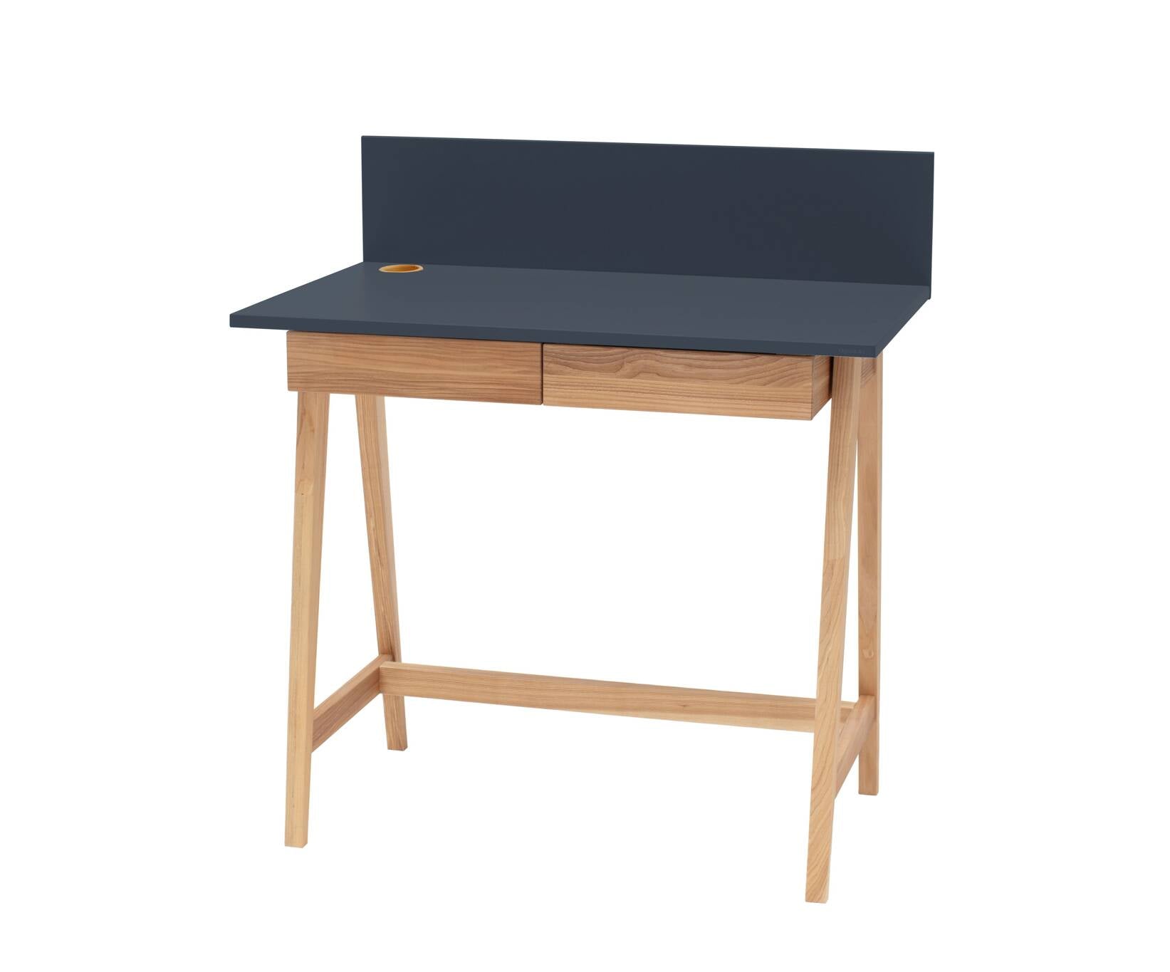 Luka Asketræ Skrivebord 85x50cm Med Skuffe   Grafit