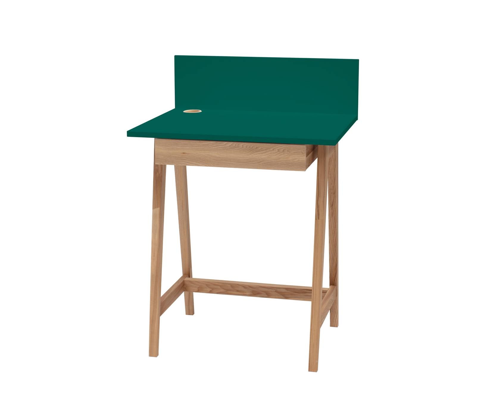Luka Asketræ Skrivebord 65x50cm Med Skuffe   Grøn