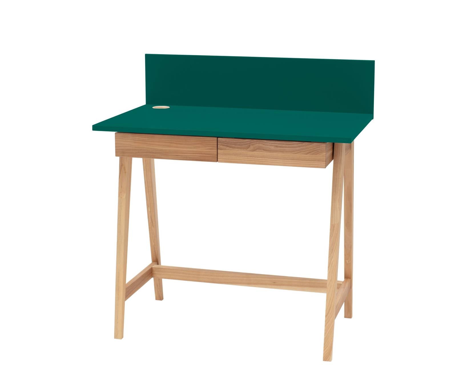 Luka Asketræ Skrivebord 85x50cm Med Skuffe Grøn