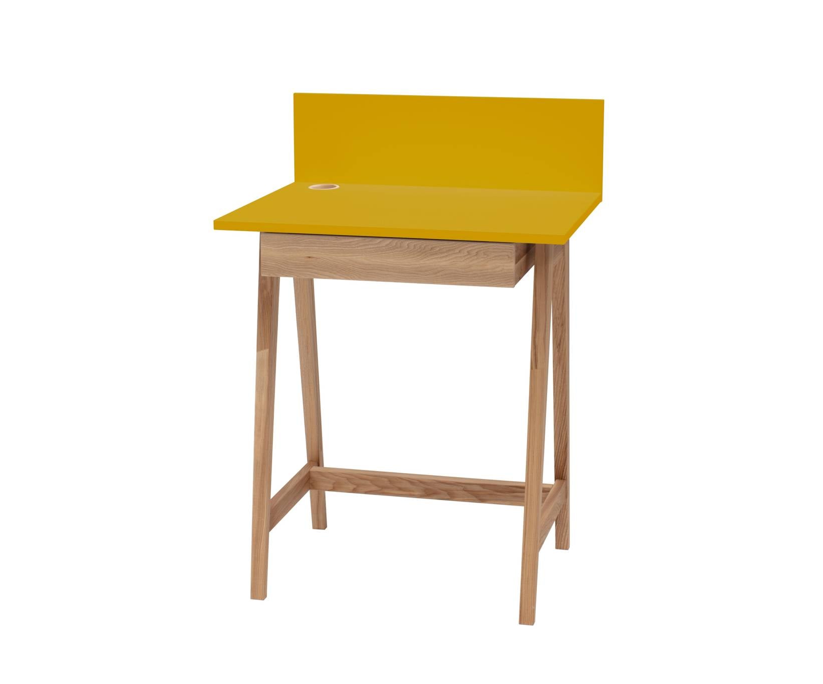 Luka Asketræ Skrivebord 65x50cm Med Skuffe   Gul