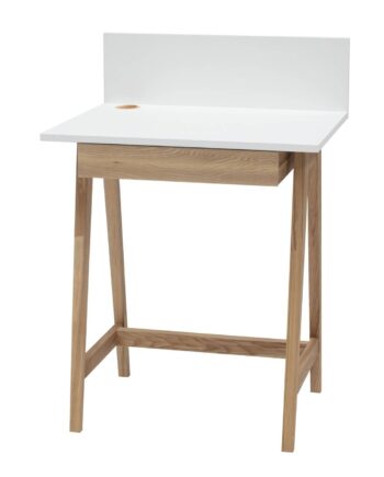 Luka Asketræ Skrivebord 65x50cm Med Skuffe   Hvid