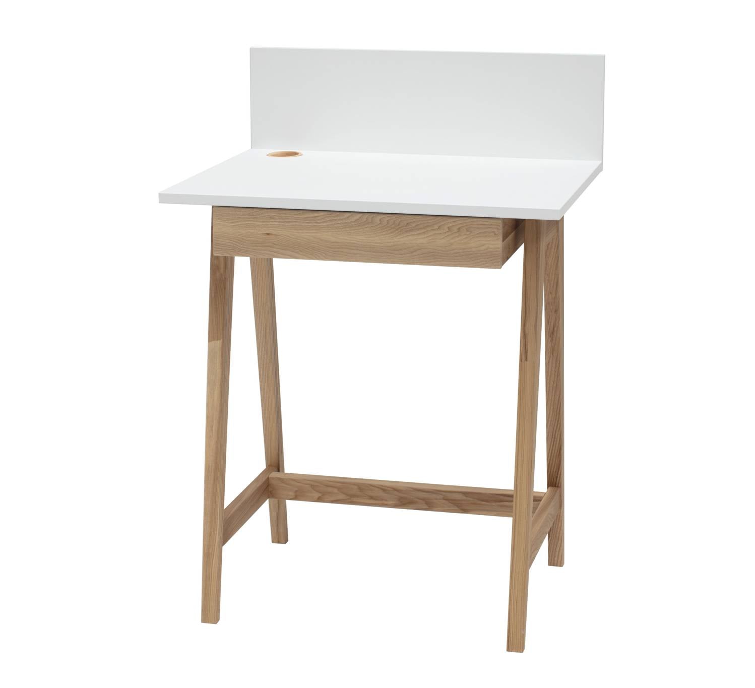Luka Asketræ Skrivebord 65x50cm Med Skuffe Hvid