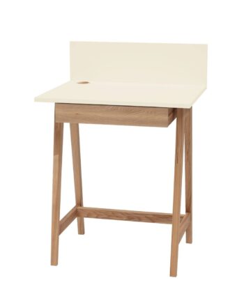 Luka Asketræ Skrivebord 65x50cm Med Skuffe   Kridthvid