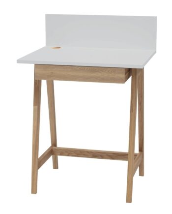 Luka Asketræ Skrivebord 65x50cm Med Skuffe   Lysegrå