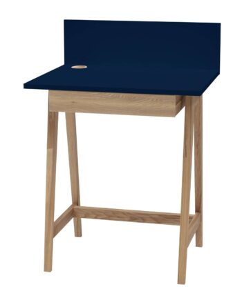 Luka Asketræ Skrivebord 65x50cm Med Skuffe   Marineblå