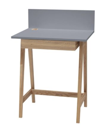 Luka Asketræ Skrivebord 65x50cm Med Skuffe   Mørkegrå