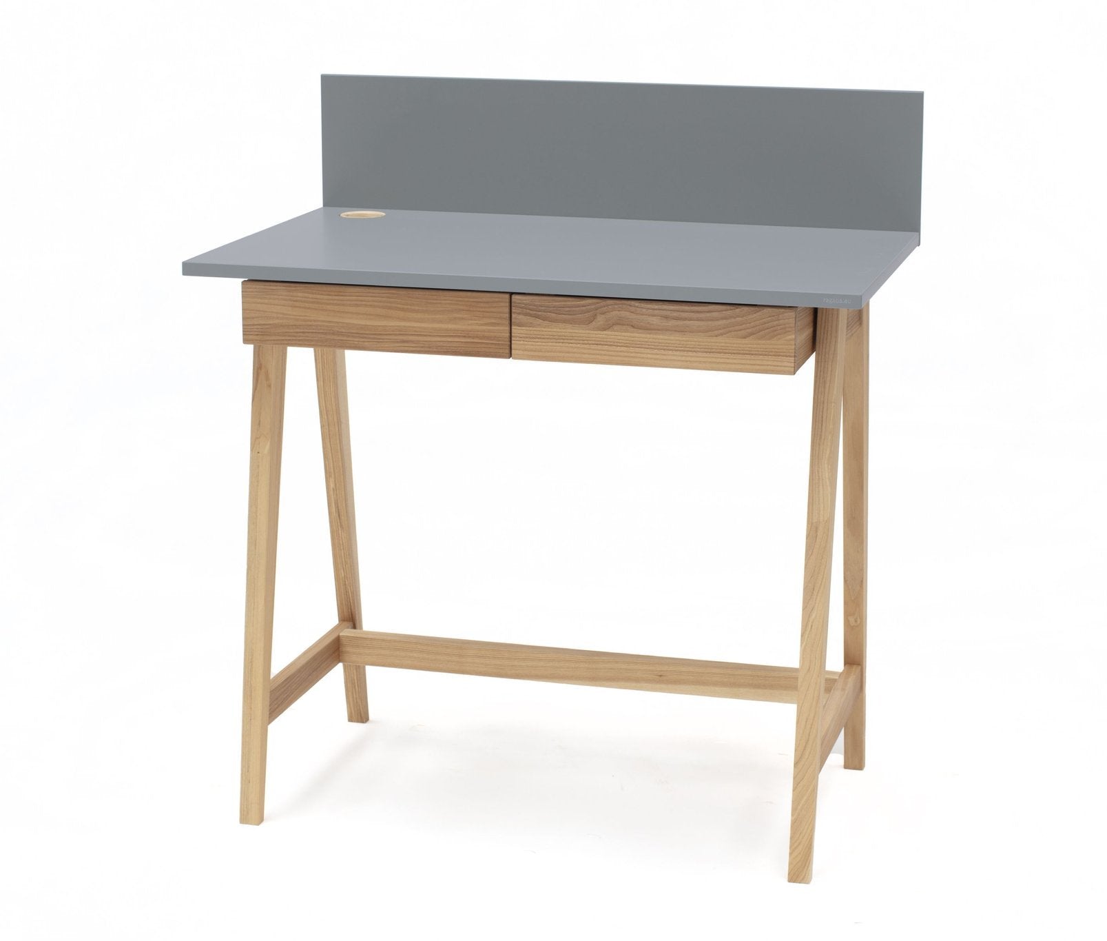 Luka Asketræ Skrivebord 85x50cm Med Skuffe   Mørkegrå