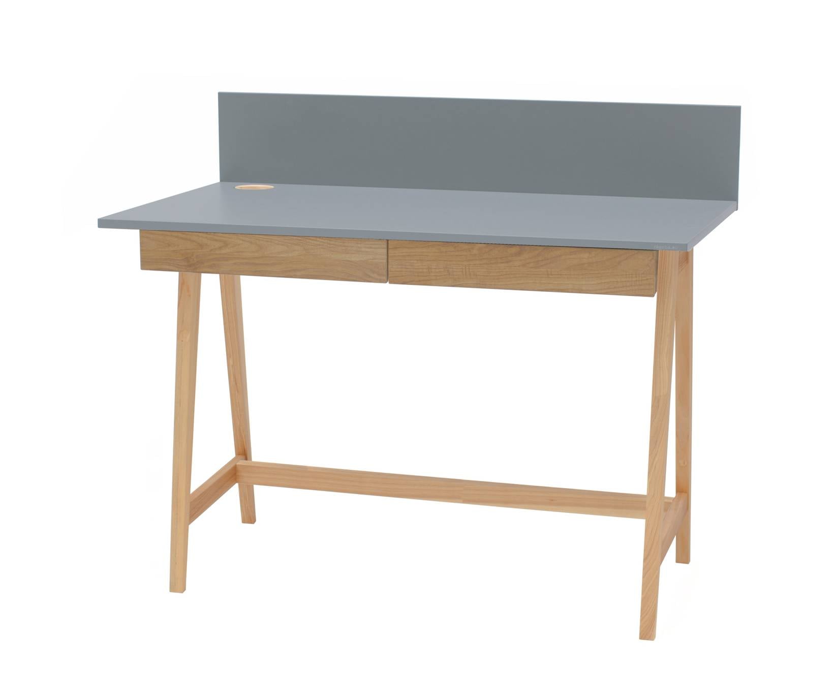 Luka Asketræ Skrivebord 110x50cm Med Skuffe   Mørkegrå