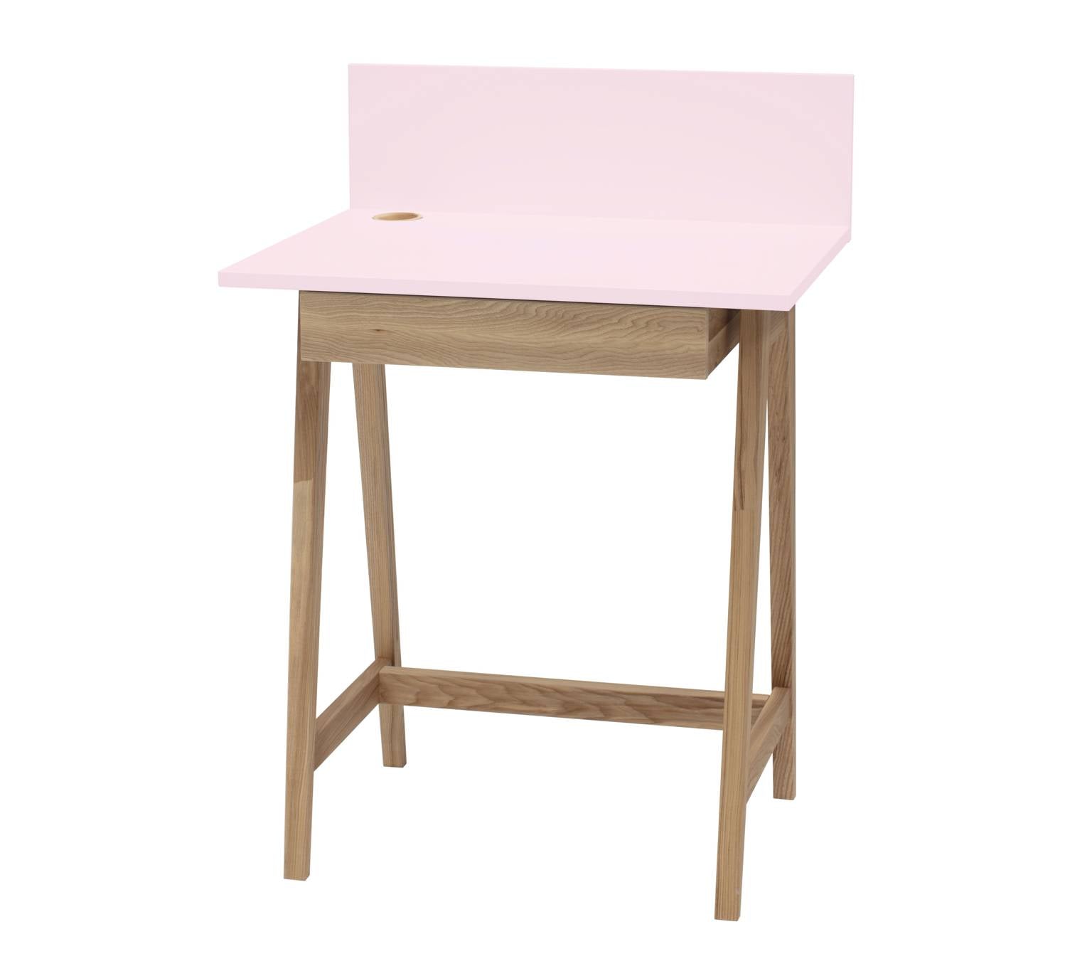 Luka Asketræ Skrivebord 65x50cm Med Skuffe   Pink