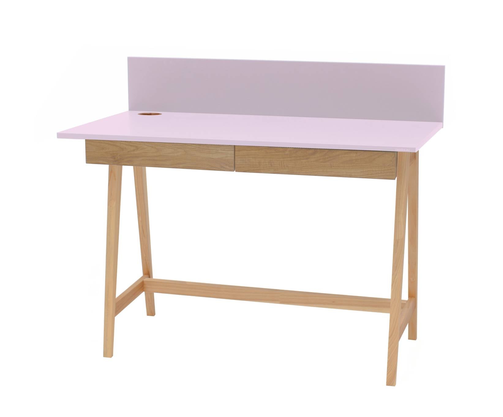 Luka Asketræ Skrivebord 110x50cm Med Skuffe   Pink