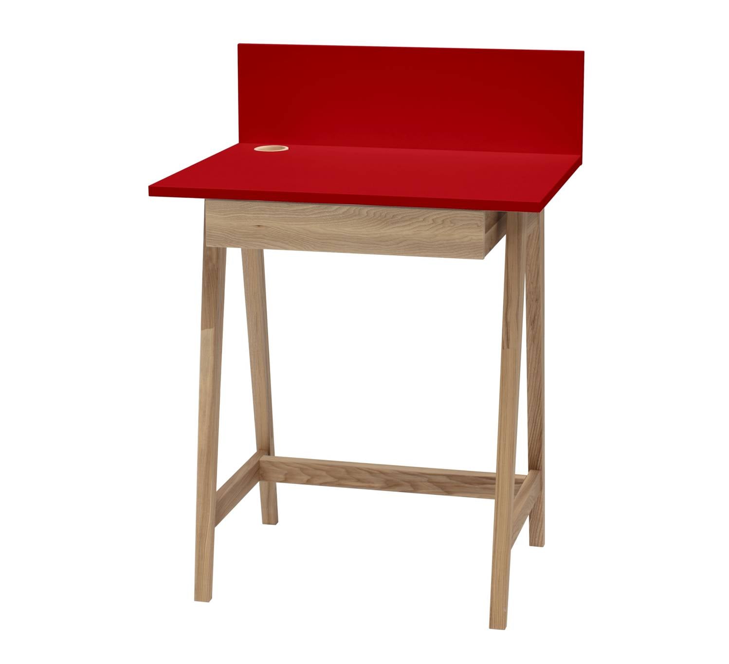 Luka Asketræ Skrivebord 65x50cm Med Skuffe   Rød
