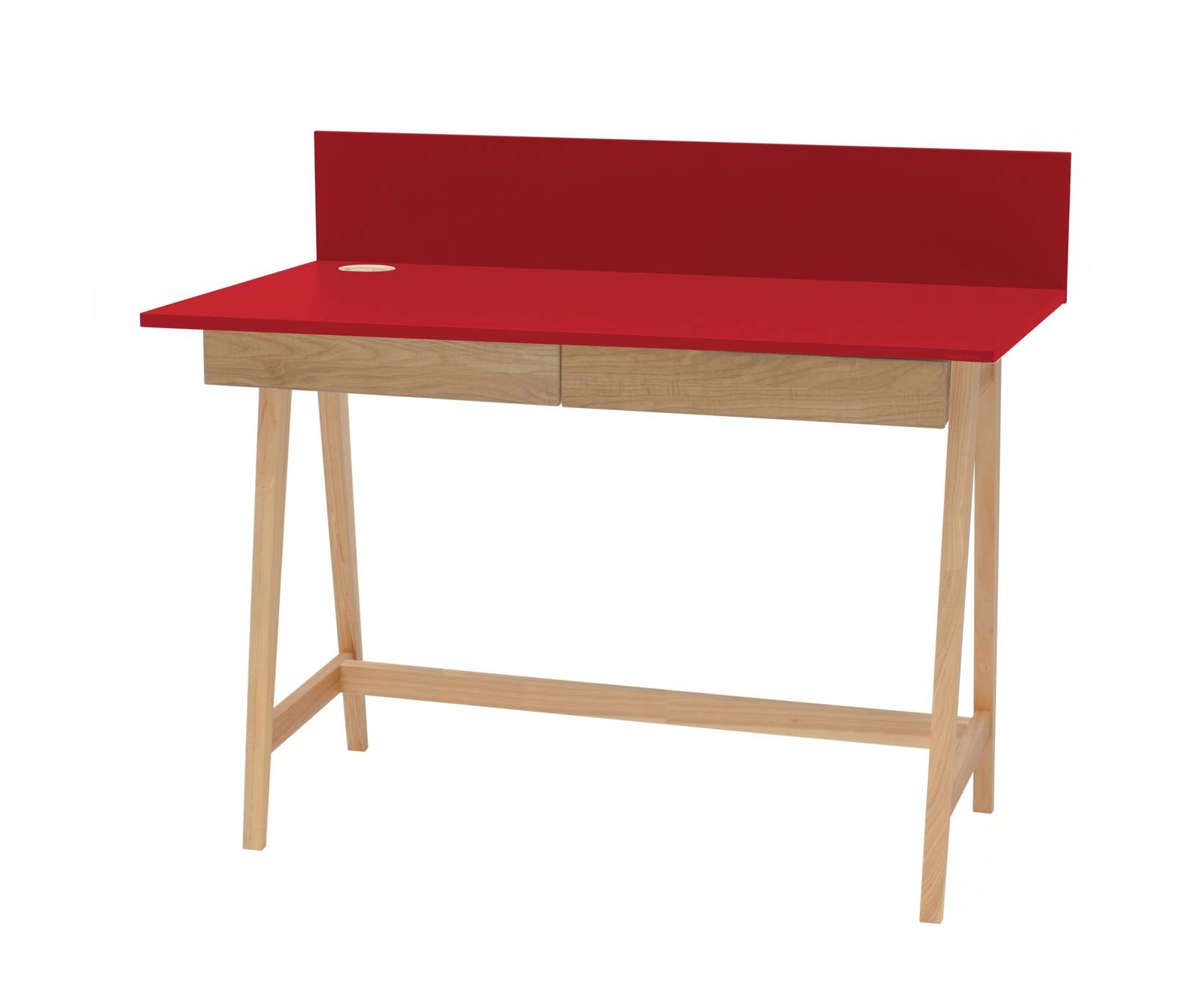 Luka Asketræ Skrivebord 110x50cm Med Skuffe   Rød
