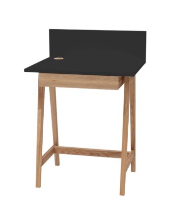 Luka Asketræ Skrivebord 65x50cm Med Skuffe   Sort