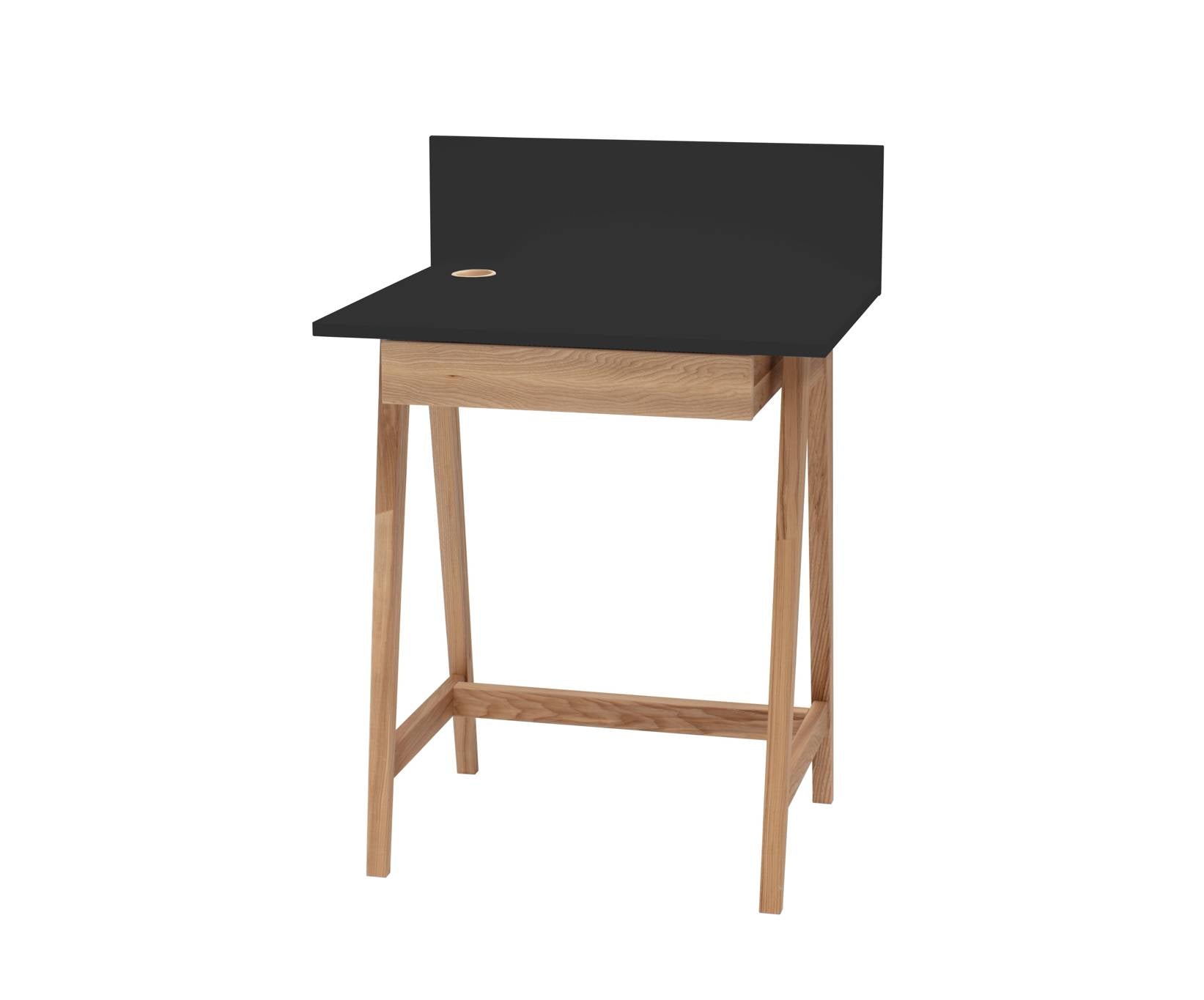 Luka Asketræ Skrivebord 65x50cm Med Skuffe   Sort