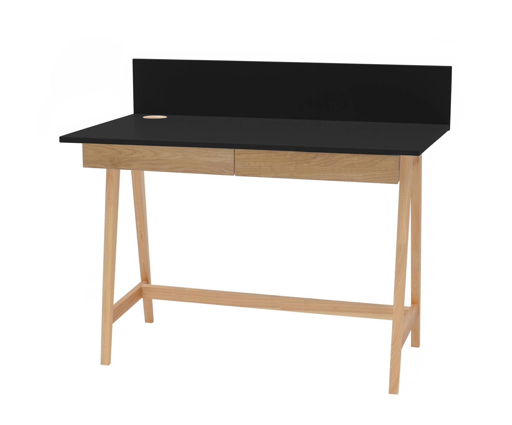 Luka Asketræ Skrivebord 110x50cm Med Skuffe Sort