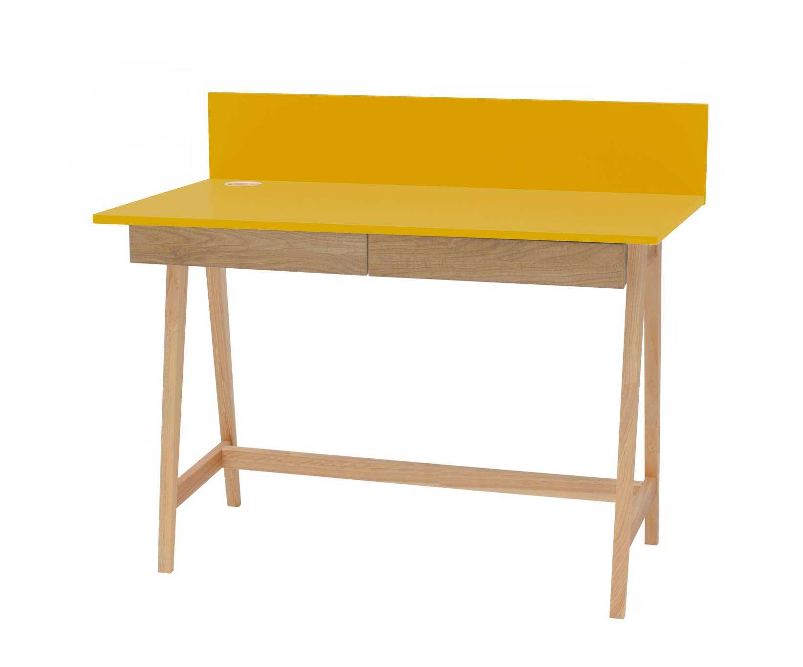 Luka Asketræ Skrivebord 110x50cm Med Skuffegul