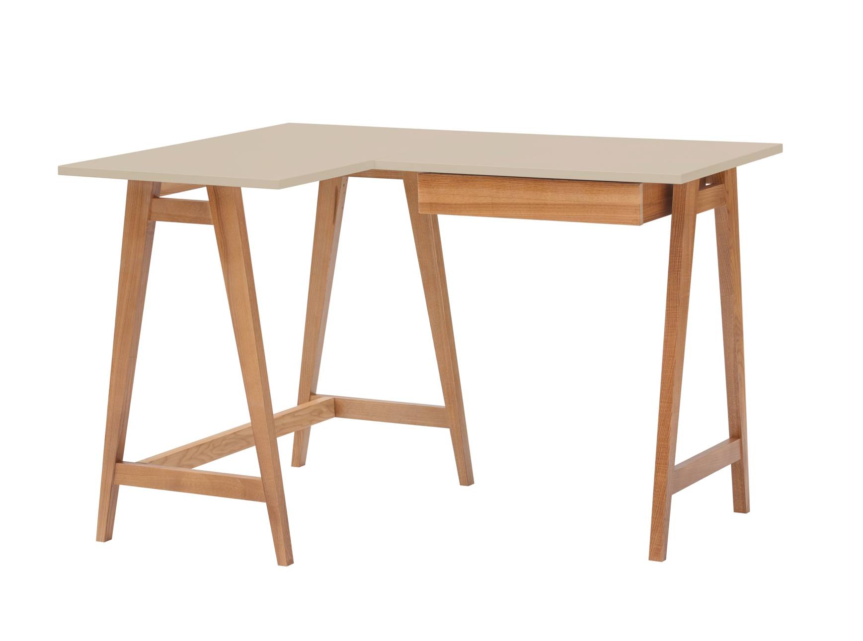 Luka Hjørneskrivebord B115cm D85cm Brun Beige Eg Venstre Side