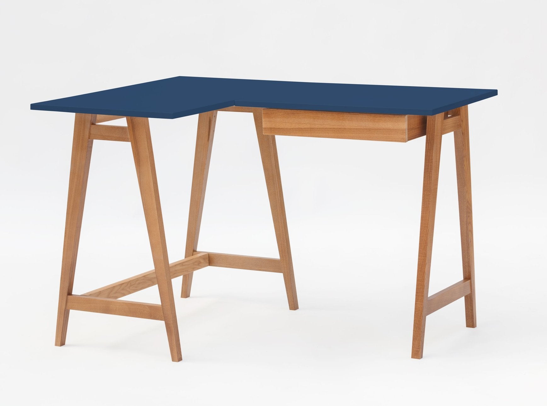 Luka Hjørneskrivebord 115cm 85cm Marineblå Eg Venstre Side