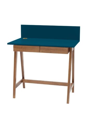 Luka Skrivebord 85x50cm Med Skuffe Eg   Petrol Blå