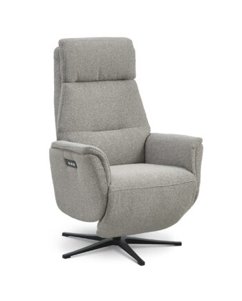 Malthe Recliner Stol       Motorer  Armlæn  Vippefunktion  Fodskammel Mushroom Stof Og Sort Metal