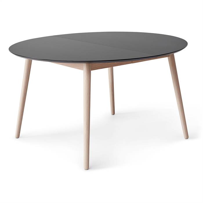 Meza By Hammel Spisebord Round  :135 Cm  Grafit Antifinger Laminat Ben   Hvidpigm  Eg  : Erling Christensen Møbler
