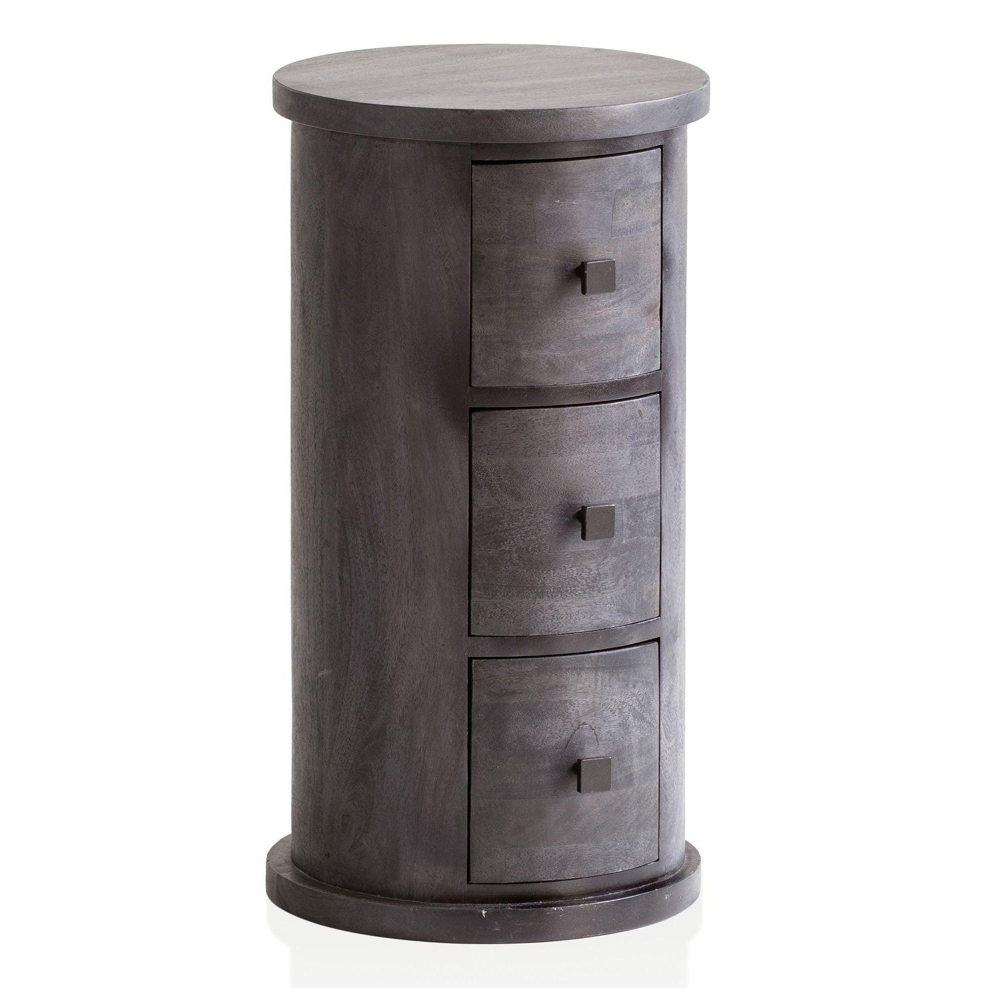Moderne  Rund Kommode  Massivt Træ  34x65x34 Cm  Sort