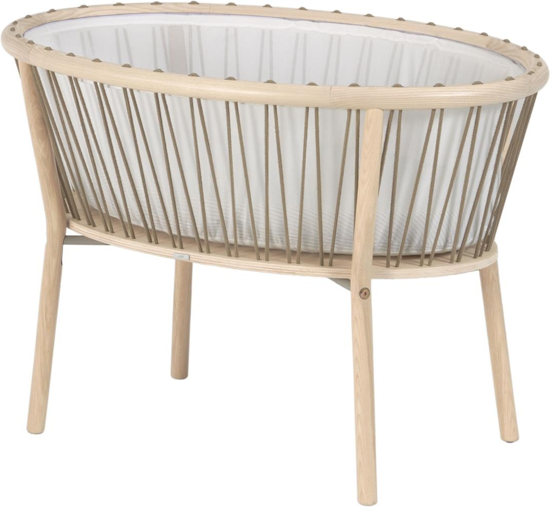 Mosekurv Kave Home Leonela   Nordisk Børnevugge   Natur Asketræ L97xb62xh66 Cm Med Skummadras