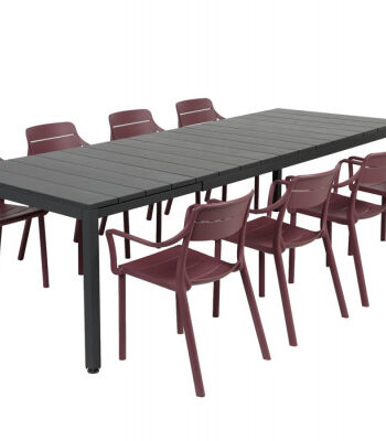 Nardi Rio Cassia Havemøbelsæt 210-280cm Antracit Borgogna