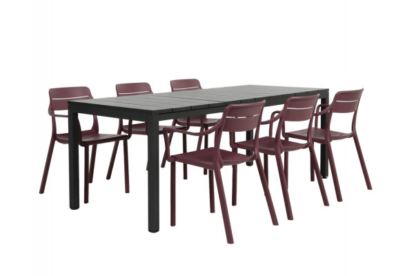 Nardi Rio Cassia Havemøbelsæt 140-210cm Antracit Borgogna