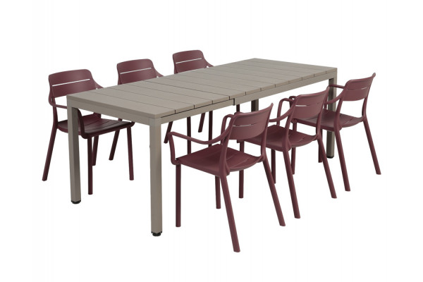 Nardi Rio Cassia Havemøbelsæt 140-210cm Latte Borgogna
