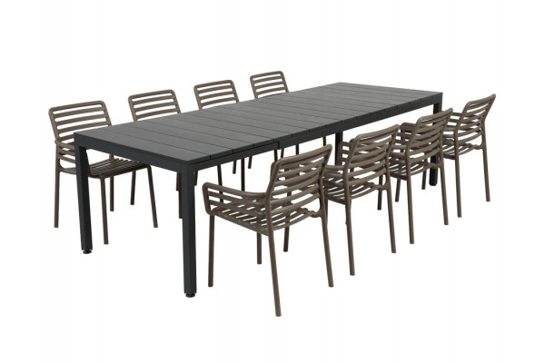 Nardi Rio Doga Havemøbelsæt 210-280cm Antracit Tabacco