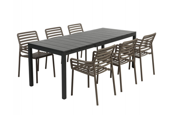 Nardi Rio Doga Havemøbelsæt 140-210cm Antracit Tabacco