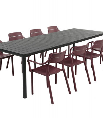 Nardi Tevere Cassia Havemøbelsæt 210-275cm Antracit Borgogna