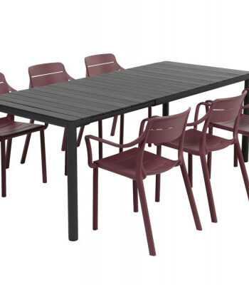 Nardi Tevere Cassia Havemøbelsæt 147-211cm Antracit Borgogna
