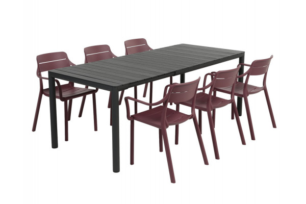 Nardi Tevere Cassia Havemøbelsæt 147-211cm Antracit Borgogna