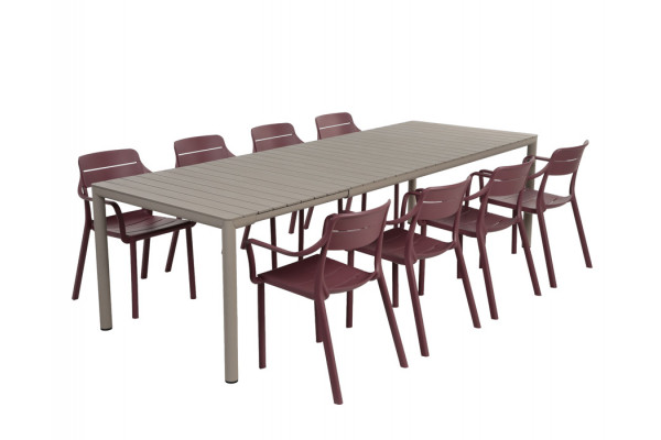 Nardi Tevere Cassia Havemøbelsæt 210-275cm Latte Borgogna