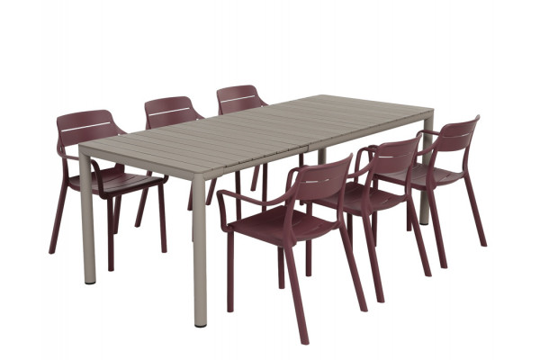 Nardi Tevere Cassia Havemøbelsæt 147-211cm Latte Borgogna